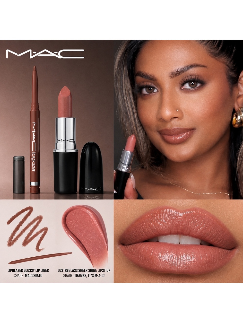 MAC Lip Combo • Glossy Lip Liner - Macchiato & Lipstick - Thanks, It’s M.A.C!
